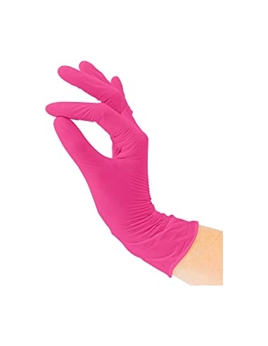 GUANTES NITRILO ROSA T/P C/POLVO P/100