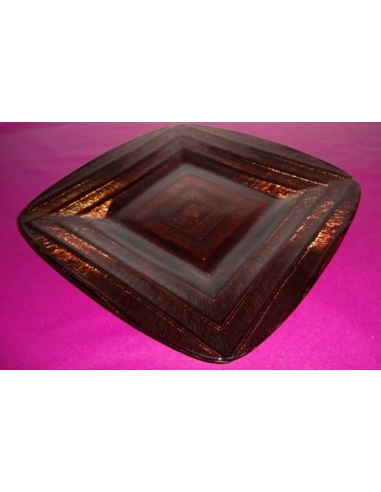 PLATO CRISTAL CUADRAD 28X28cm DEC/BRONZE   3740.1