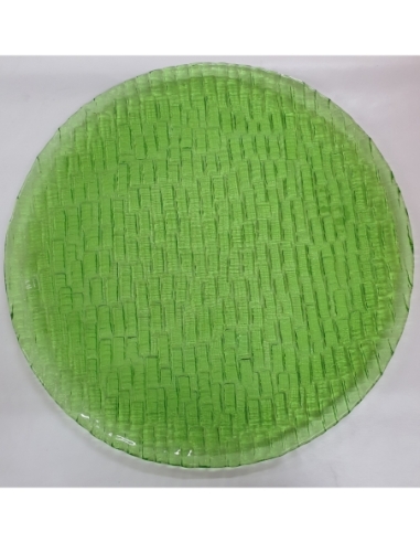 PLATO CRISTAL VERDE CON GRABADO ESTRIAS BAMBOO