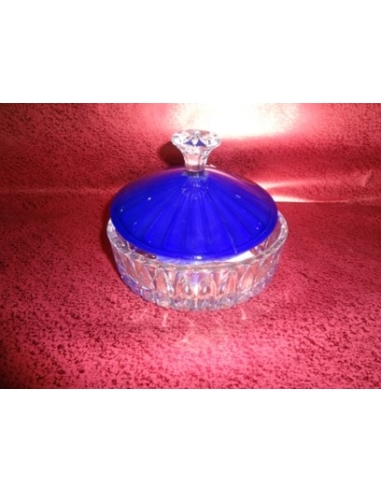 Bombonera cristal 13cm tapa azul