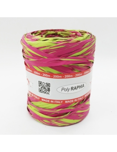 ROLLO CINTA RAFIA 1599 08/46 15MM 200M FUCSIA/VERDE