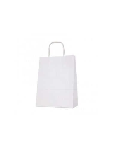 BOLSA PAPEL ASA TORSIONADA BLANCA 32+12x41 C/ 150 UND