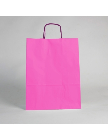 BOLSA PAPEL ASA TORSIONADA FUCSIA 18+8x24 C/500