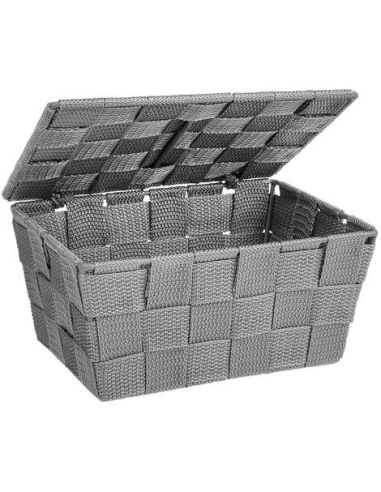 CAJA TRENZADO TELA GRIS/BEIG