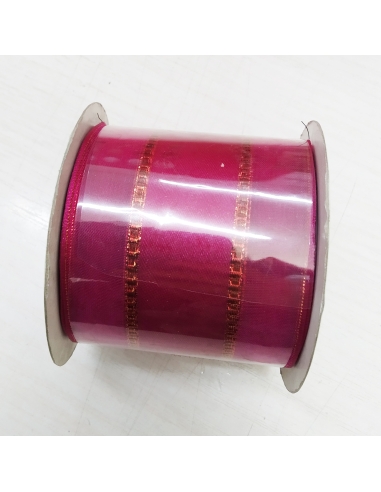 CINTA FUCSIA BORDES ORGANZA CENEFA COBRE 6,5CM X 20M