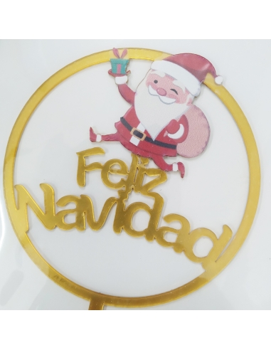 TOPPER FELIZ NAVIDAD DORADO